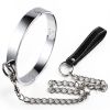 SM Metal Stainless Steel Neck Collar BDSM Sexy Leash Ring Chain Slave Bondage Toys Role Play Erotic Sex Toys For Women Men