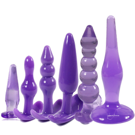 Butt Plug Anal Sex Toy Silicone Butt Plug 6 Piece Set Sex Toys Store (Color: Purple)