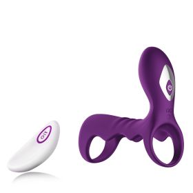 USB Charging Male Vibrating Ring, 9 Speed Vibrating Ring Vibrating Band (Color: Purple)